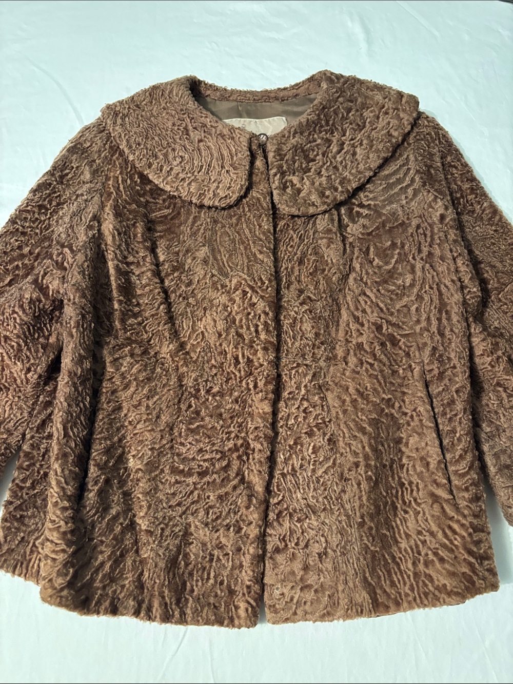 Vintage 1960’s Holt Renfrew Persian Lamb Astrakhan Fur Jacket Coat Brown